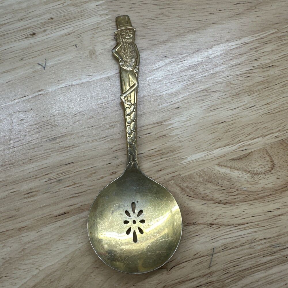 Vintage Planters Peanuts Mr. Peanut Gold-Tone Spoon 5" Tall